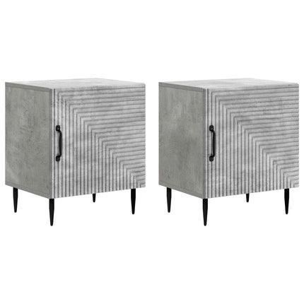 Nattduksbord 2 pcs Betonggrå 43 x 34,5 x 50 cm Konstruerat trä