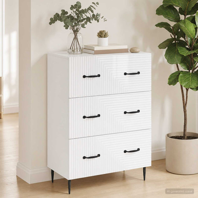 Lådans skåp Vit högglans 66 x 34,5 x 89,5 cm Konstruerat trä