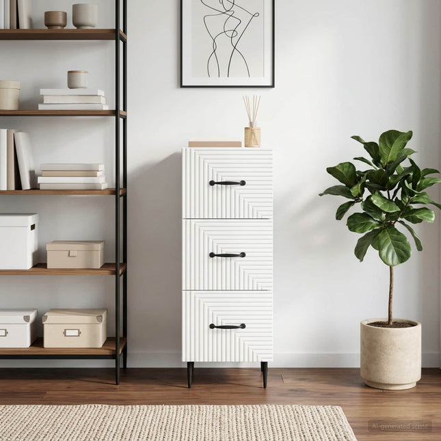 Lådans skåp Vit högglans 33 x 34,5 x 89,5 cm Konstruerat trä