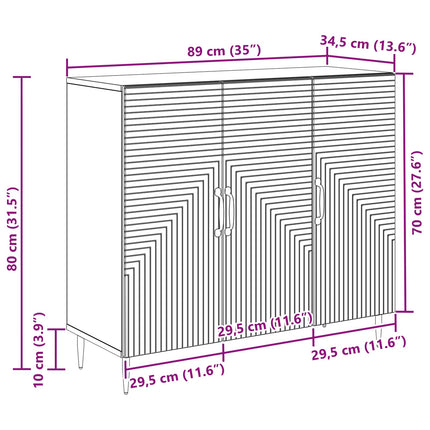 Sideboard Betonggrå 89 x 34,5 x 80 cm Konstruerat trä