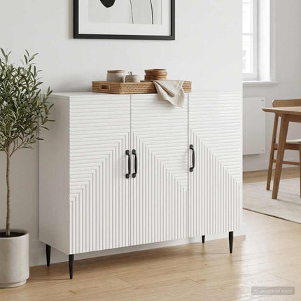 Sideboard Vit högglans 89 x 34,5 x 80 cm Konstruerat trä