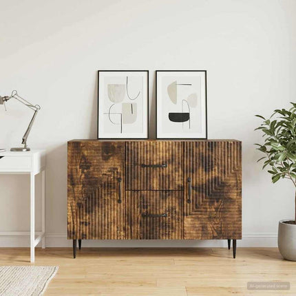 Sideboard med låda Rökt ek 89 x 34,5 x 60 cm Konstruerat trä