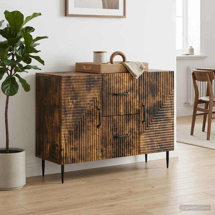Sideboard med låda Rökt ek 89 x 34,5 x 60 cm Konstruerat trä