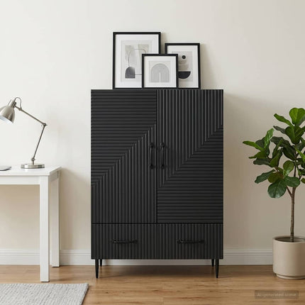 Sideboard med låda Svart 66 x 34,5 x 95 cm Konstruerat trä