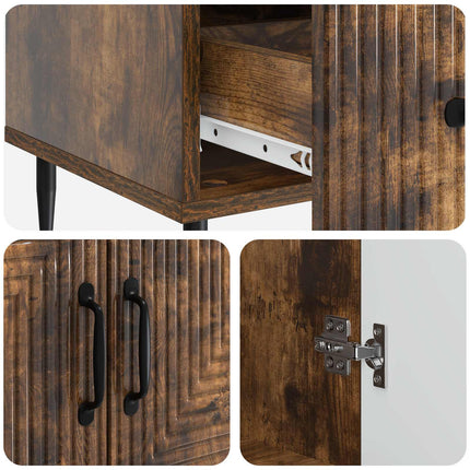 Sideboard med låda Rökt ek 66 x 34,5 x 95 cm Konstruerat trä