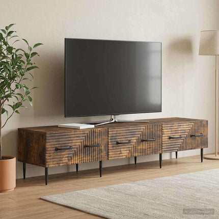 TV-skåp med låda Rökt ek 147 x 34,5 x 30 cm Konstruerat trä