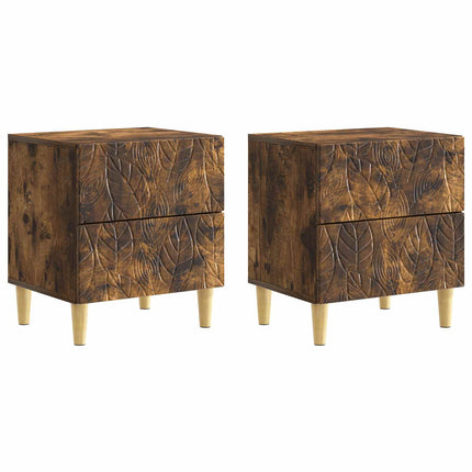 Sängbord 2 pcs Rökt ek 43 x 34,5 x 48 cm Konstruerat trä