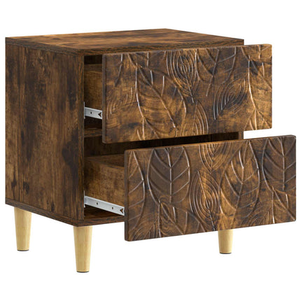 Sängbord 2 pcs Rökt ek 43 x 34,5 x 48 cm Konstruerat trä