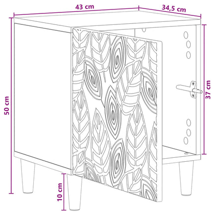 Sängbord 2 pcs Gammalt trä 43 x 34,5 x 50 cm Konstruerat trä