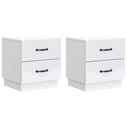 Nattduksbord 2 pcs Vit 43 x 34,5 x 44,5 cm Konstruerat trä