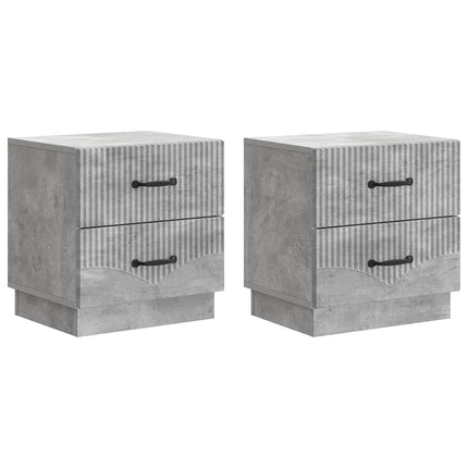 Nattduksbord med låda 2 pcs Betonggrå 43 x 34,5 x 44,5 cm