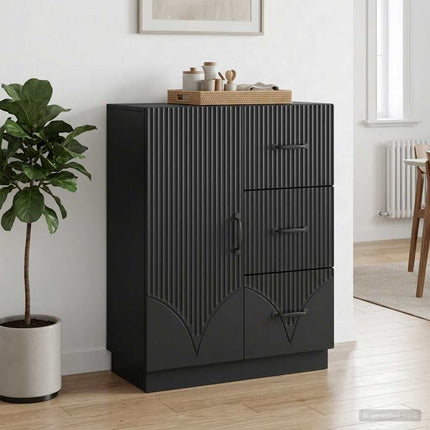 Sideboard med låda Svart 66 x 34,5 x 87 cm Konstruerat trä