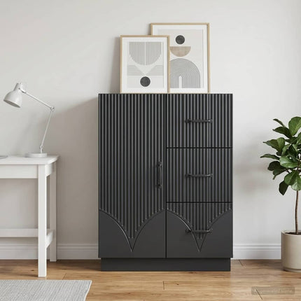 Sideboard med låda Svart 66 x 34,5 x 87 cm Konstruerat trä