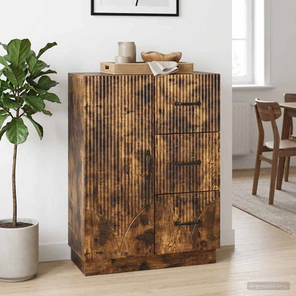 Sideboard med låda Rökt ek 66 x 34,5 x 87 cm Konstruerat trä