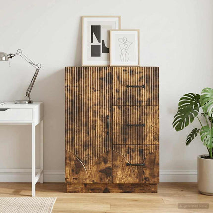 Sideboard med låda Rökt ek 66 x 34,5 x 87 cm Konstruerat trä
