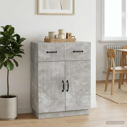 Sideboard med låda Betonggrå 66 x 34,5 x 87 cm Konstruerat trä
