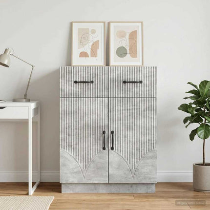 Sideboard med låda Betonggrå 66 x 34,5 x 87 cm Konstruerat trä