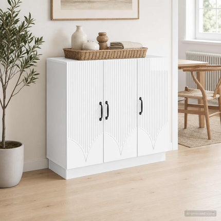 Sideboard Vit högglans 89 x 34,5 x 77 cm Konstruerat trä