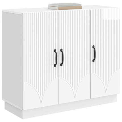 Sideboard Vit högglans 89 x 34,5 x 77 cm Konstruerat trä