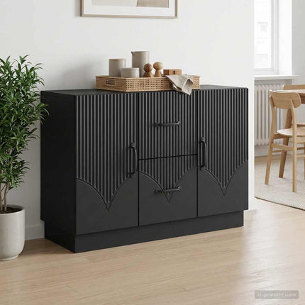 Sideboard med låda Svart 89 x 34,5 x 57 cm Konstruerat trä
