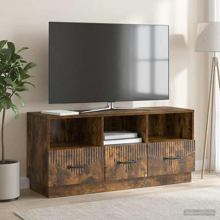 TV-skåp med låda Rökt ek 102 x 34,5 x 47 cm Konstruerat trä