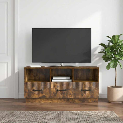 TV-skåp med låda Rökt ek 102 x 34,5 x 47 cm Konstruerat trä