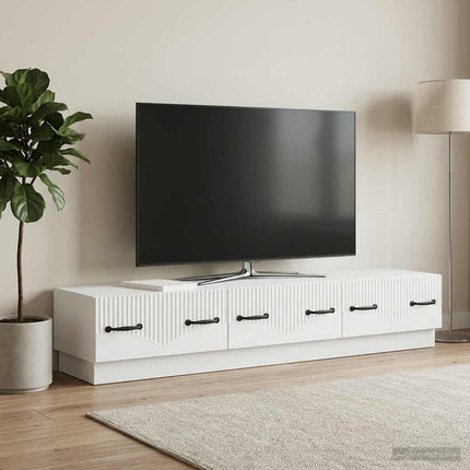 TV-skåp med låda Vit 147 x 34,5 x 27 cm Konstruerat trä