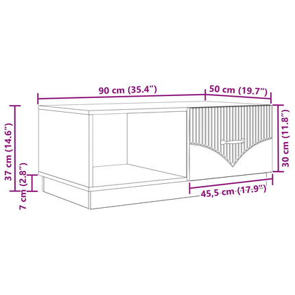 Kaffeebord Sonoma-ek 90 x 50 x 37 cm Konstruerat trä