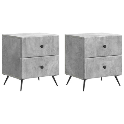 Nattduksbord med låda 2 pcs Betonggrå 43 x 34,5 x 47,5 cm
