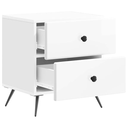 Nattduksbord med låda 2 pcs Vit högglans 43 x 34,5 x 47,5 cm