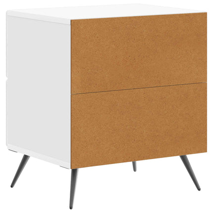 Nattduksbord med låda 2 pcs Vit högglans 43 x 34,5 x 47,5 cm