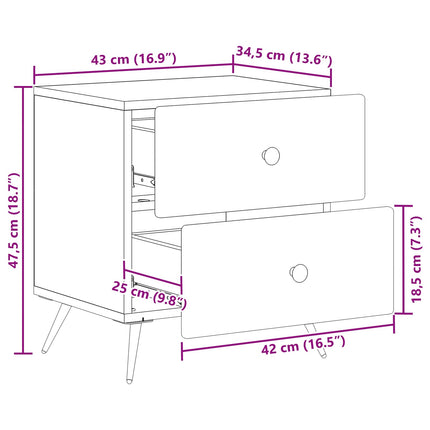 Nattduksbord Gammalt trä 43 x 34,5 x 47,5 cm Konstruerat trä