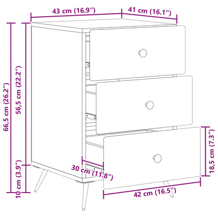 Nattduksbord med låda Rökt ek 43 x 41 x 66,5 cm Konstruerat trä