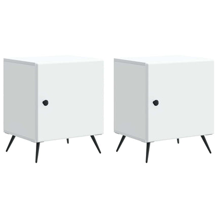 Nattduksbord 2 pcs Vit 43 x 34,5 x 50 cm Konstruerat trä