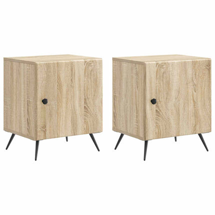 Nattduksbord 2 pcs Sonoma-ek 43 x 34,5 x 50 cm Konstruerat trä