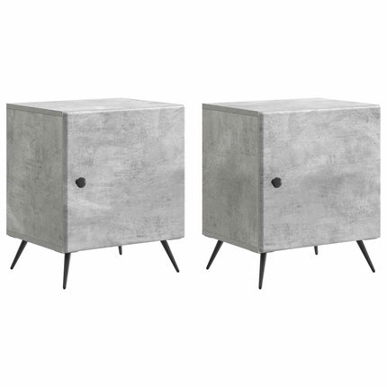 Nattduksbord 2 pcs Betonggrå 43 x 34,5 x 50 cm Konstruerat trä
