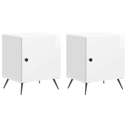 Nattduksbord 2 pcs Vit högglans 43 x 34,5 x 50 cm