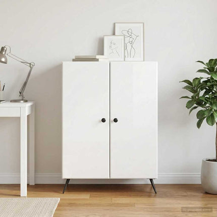 Sideboard Vit högglans 66 x 34,5 x 90 cm Konstruerat trä