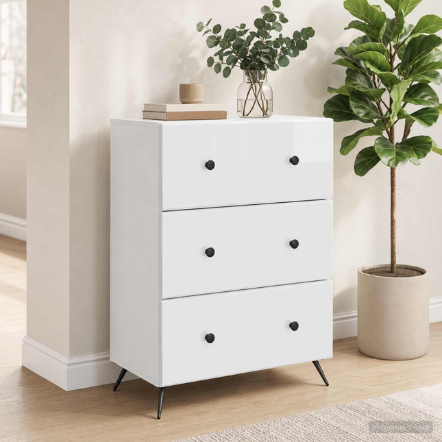 Lådans skåp 66 x 34,5 x 90 cm Konstruerat trä Vit högglans