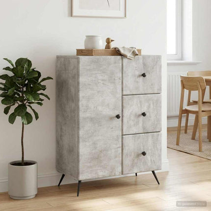 Sideboard med låda Betonggrå 66 x 34,5 x 90 cm Konstruerat trä