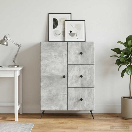 Sideboard med låda Betonggrå 66 x 34,5 x 90 cm Konstruerat trä