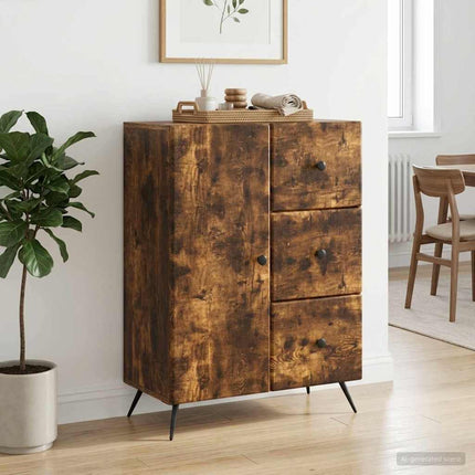 Sideboard med låda Rökt ek 66 x 34,5 x 90 cm Konstruerat trä