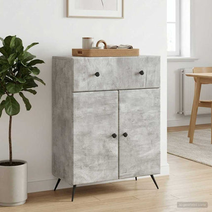 Sideboard med låda Betonggrå 66 x 34,5 x 90 cm Konstruerat trä
