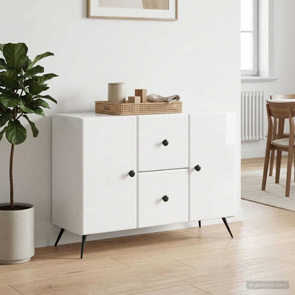 Sideboard Vit högglans 89 x 34,5 x 60 cm Konstruerat trä