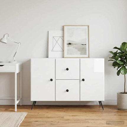 Sideboard Vit högglans 89 x 34,5 x 60 cm Konstruerat trä