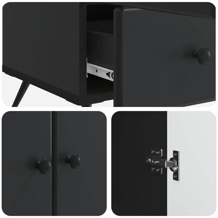 Sideboard med låda Svart 66 x 34,5 x 95 cm Konstruerat trä