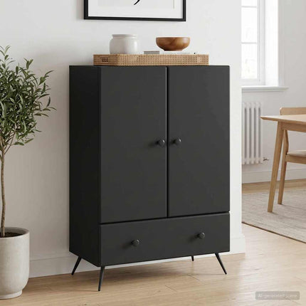 Sideboard med låda Svart 66 x 34,5 x 95 cm Konstruerat trä