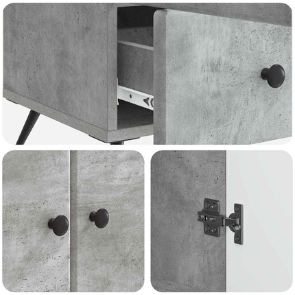 Sideboard med låda Betonggrå 66 x 34,5 x 95 cm Konstruerat trä