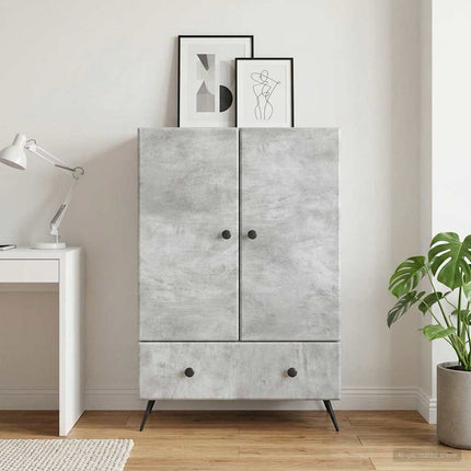 Sideboard med låda Betonggrå 66 x 34,5 x 95 cm Konstruerat trä