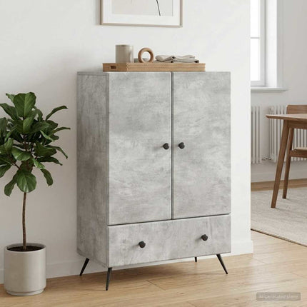 Sideboard med låda Betonggrå 66 x 34,5 x 95 cm Konstruerat trä